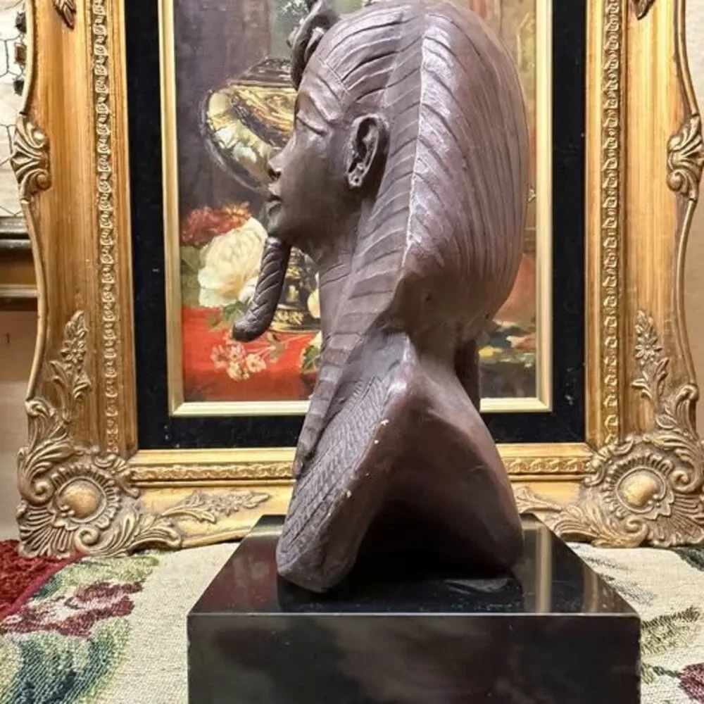 Vintage 1980 Austin Productions King Tut Bust Sculpture Egyptian Pharaoh Statue
